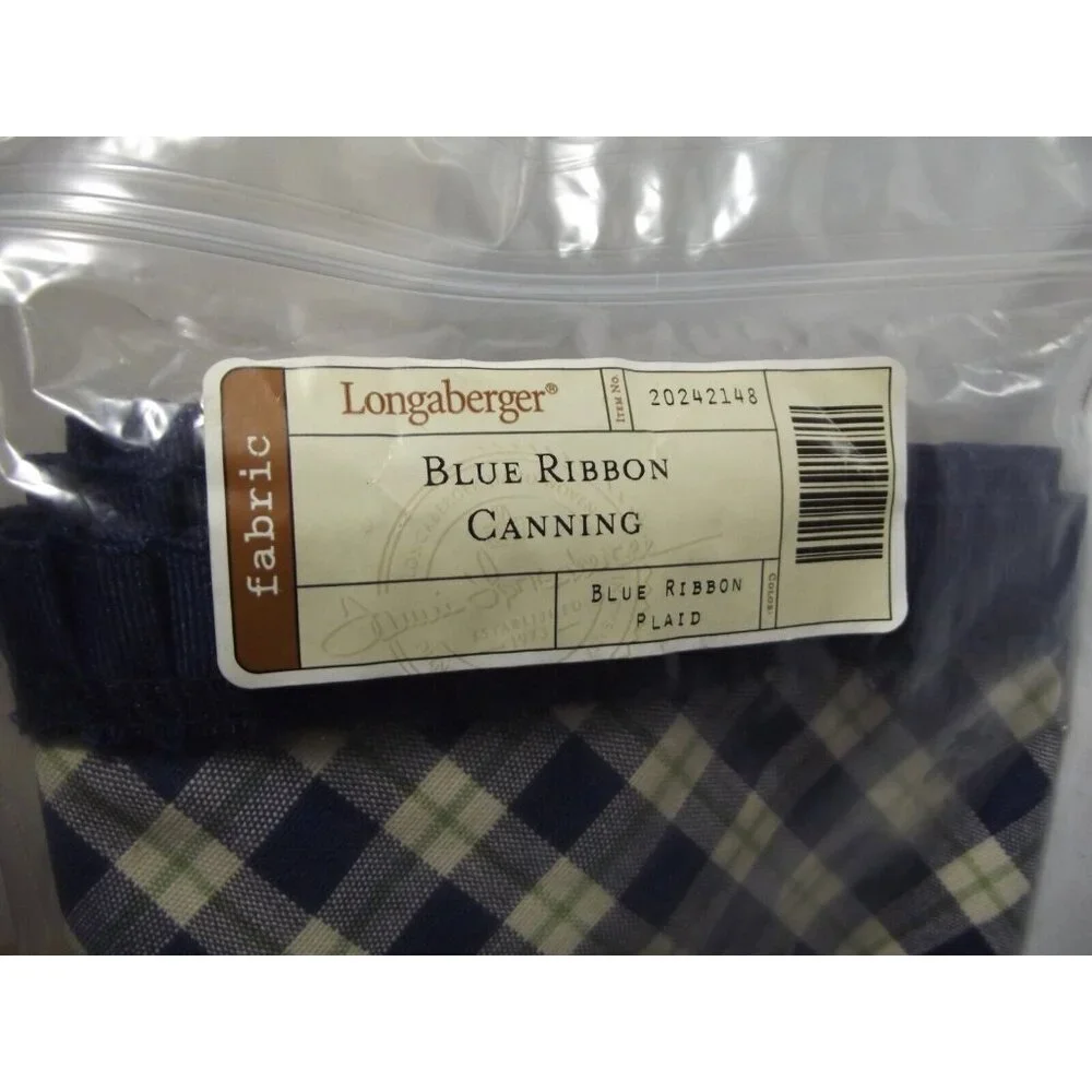Longaberger Navy and Cream Plaid Fabric Basket Liner